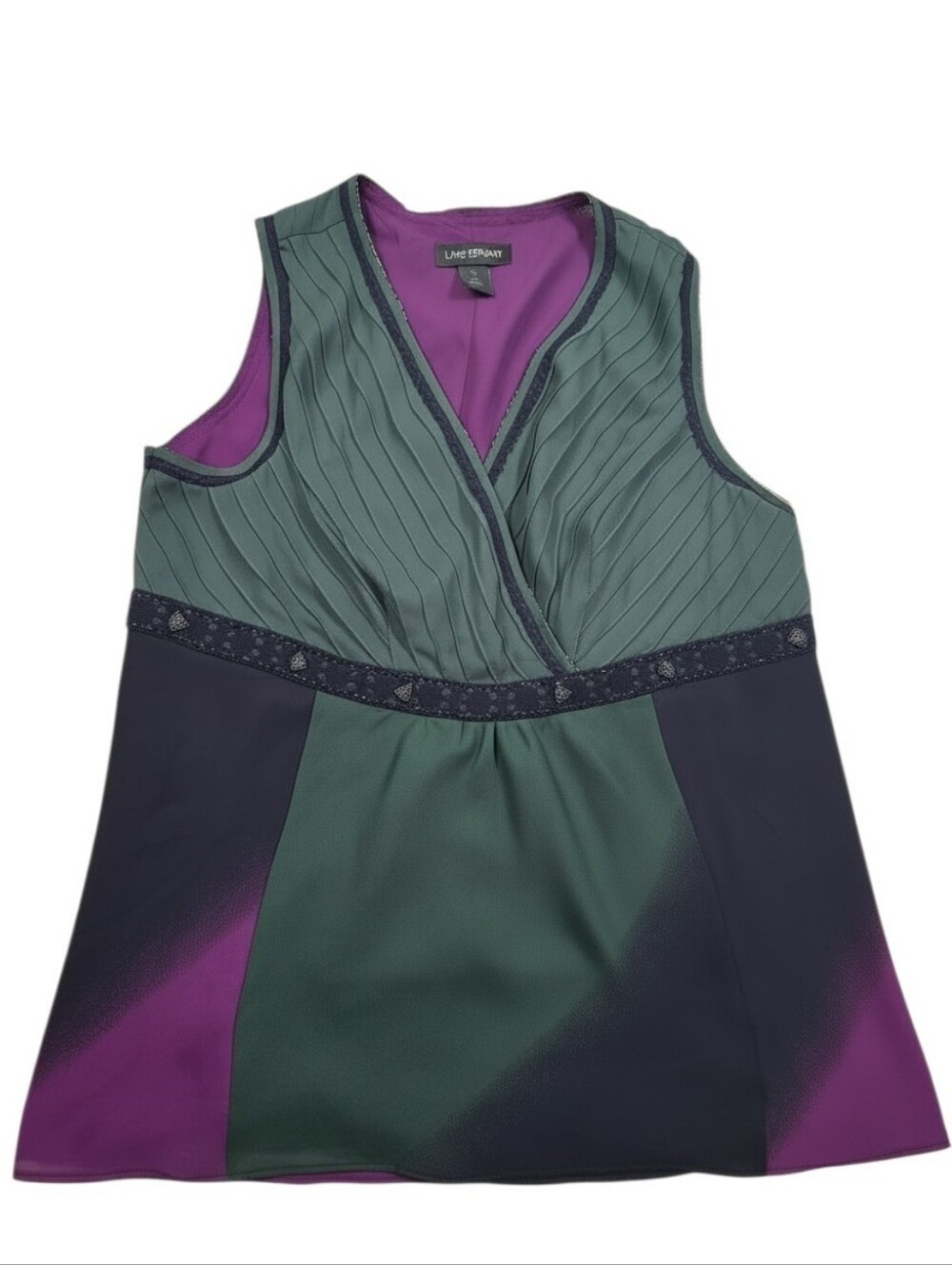 Lane Bryant Ombre Chiffon Beaded Sleeveless Top In 20